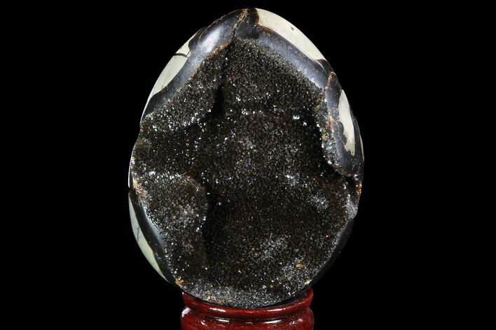 Septarian Dragon Egg Geode - Black Crystals #88333
